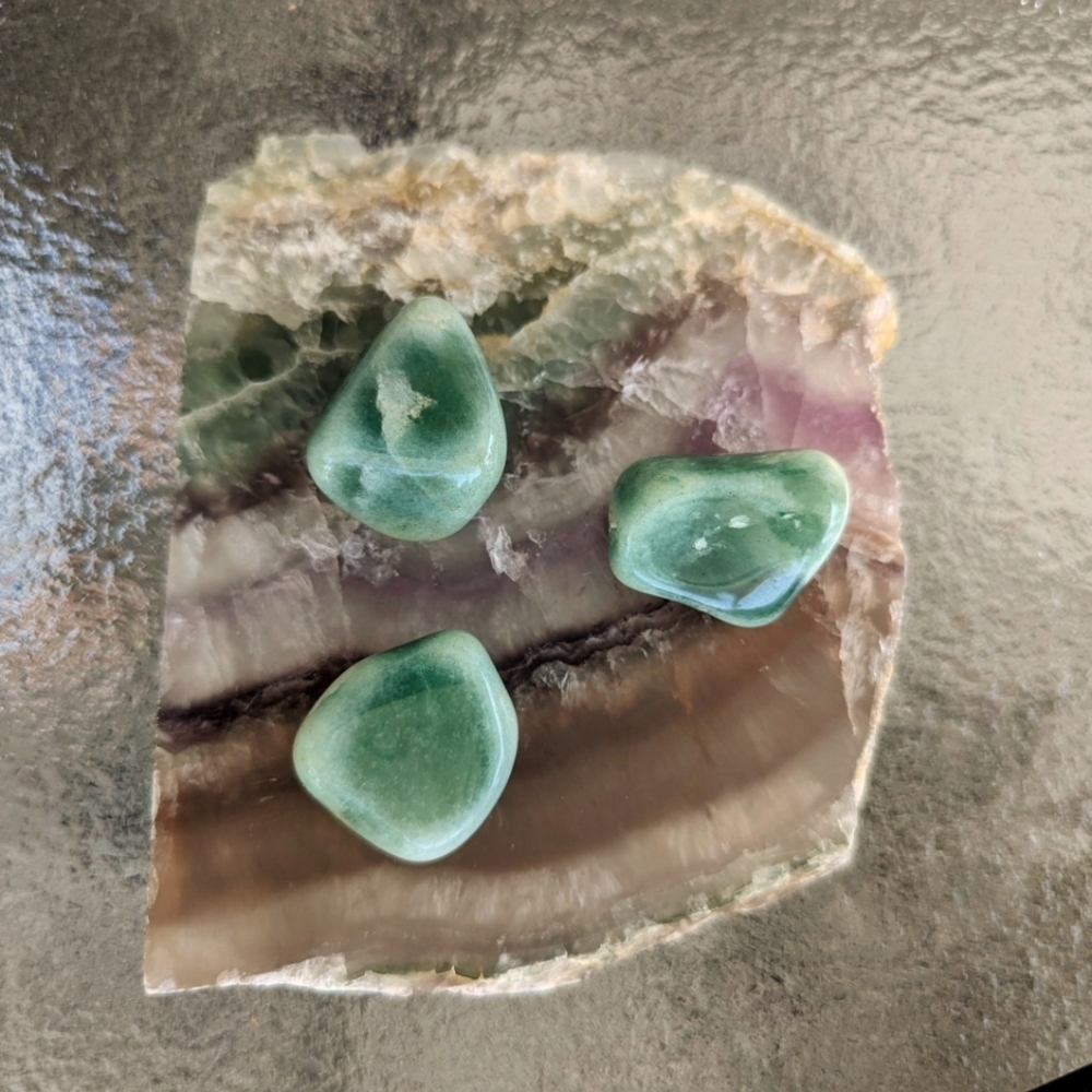 Three Green Tumbeled Adventurine Stones